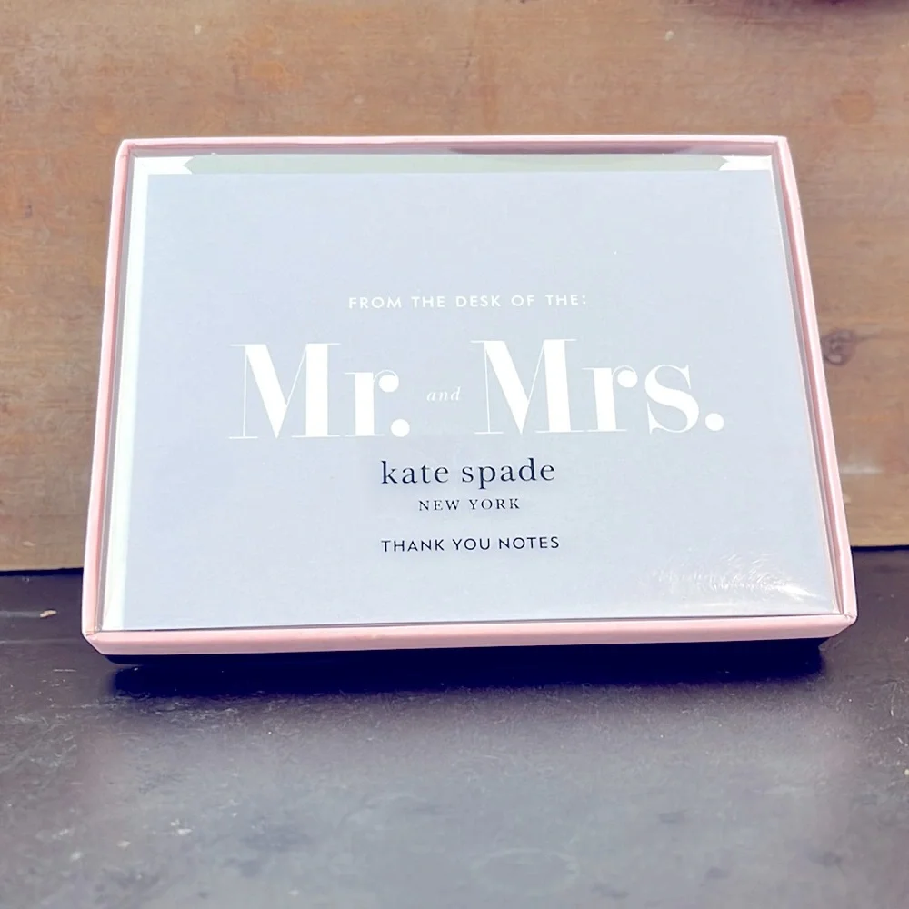 ♠️ 💍 KATE SPADE THANK YOU CARD SET “From The Desk Of MR. and MRS.” 10 Notecards